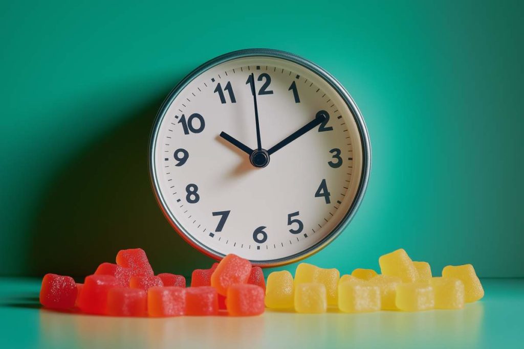 des gummies avec une horloge